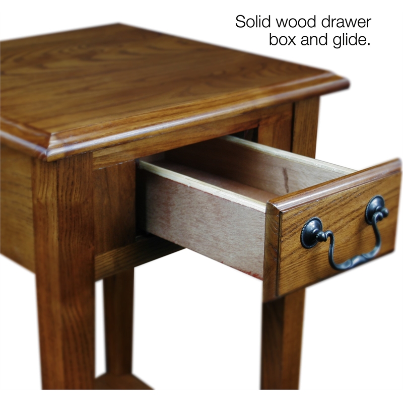 Leick Furniture Wood Shaker Square End Table in Medium Oak Finish
