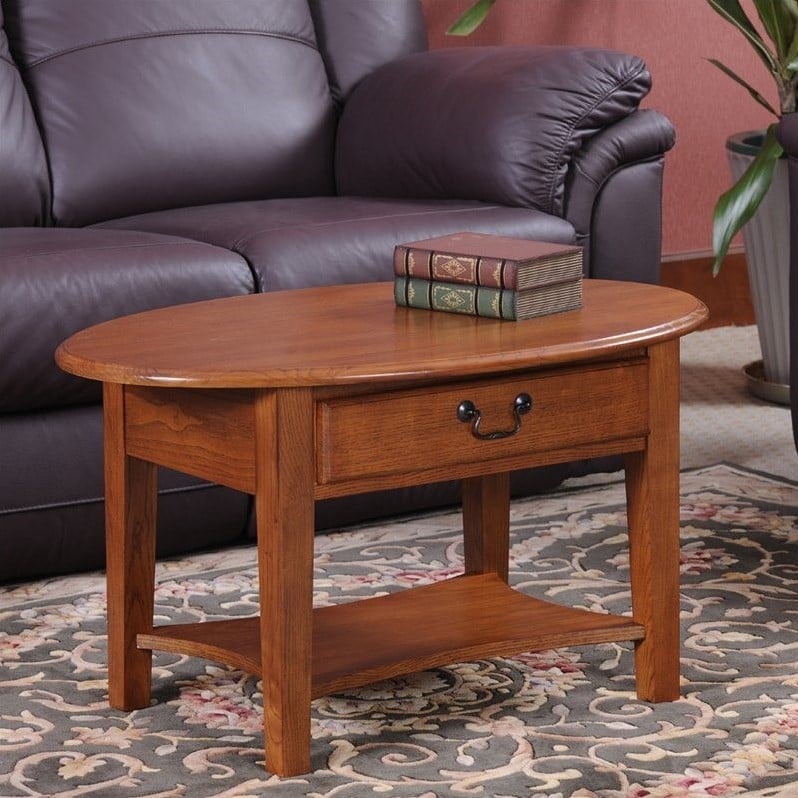 Leick Furniture Shaker Oval Coffee Table In Medium Oak 9044 Med