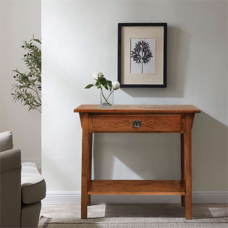 Leick Furniture Wood Mission Console Table in Russet Oak