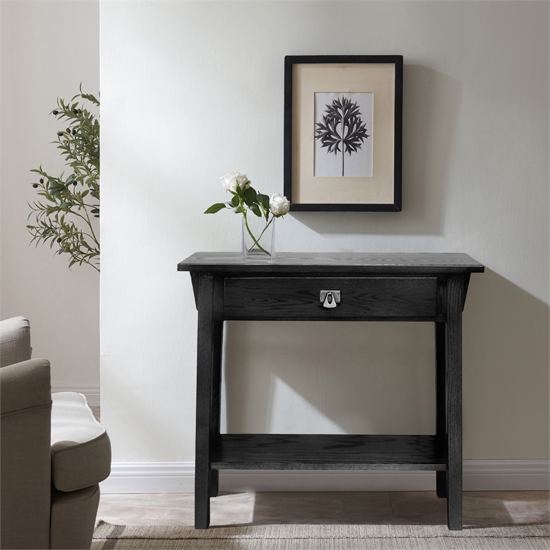 Leick Furniture Wood Mission Console Table in Slate Black