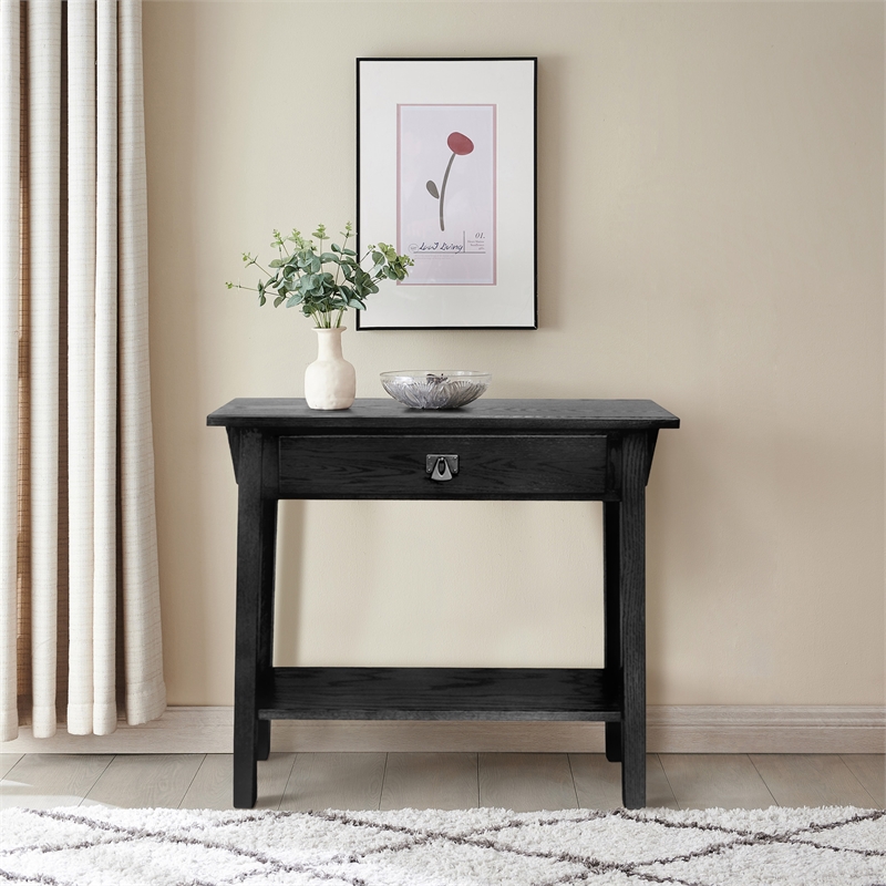 Leick Furniture Wood Mission Console Table in Slate Black