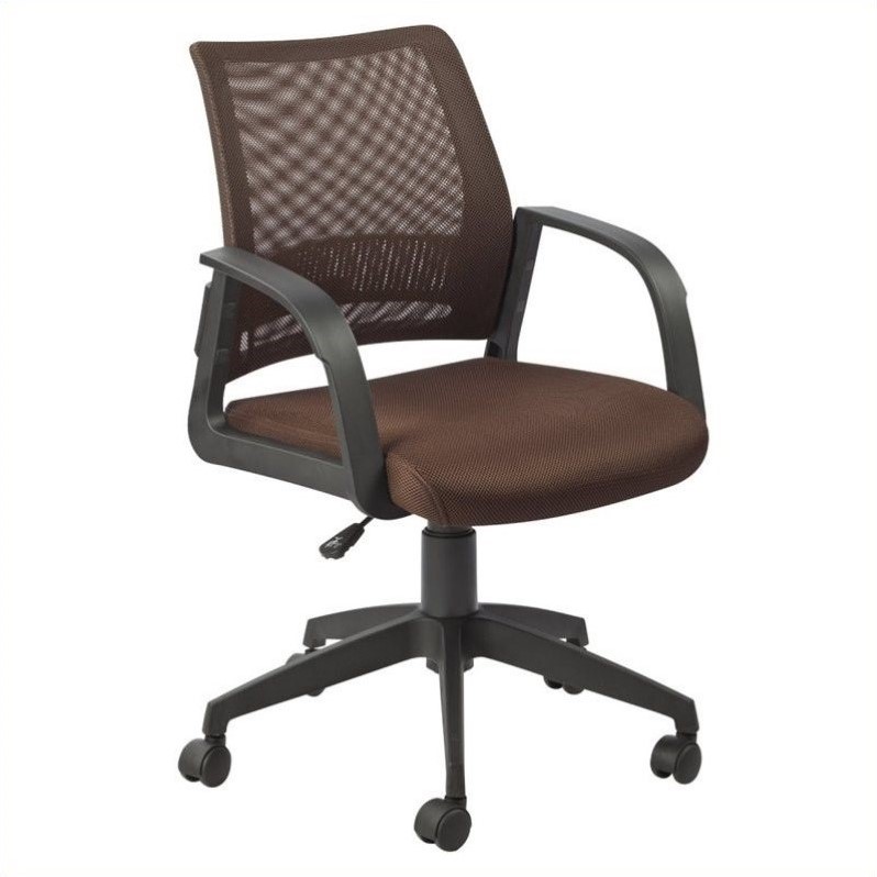 Leick Furniture Mesh Fabric Back Office Chair in Deep Brown Finish