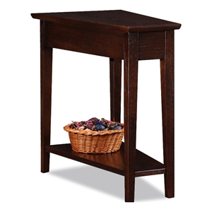leick furniture recliner wood wedge table in a chocolate oak finish