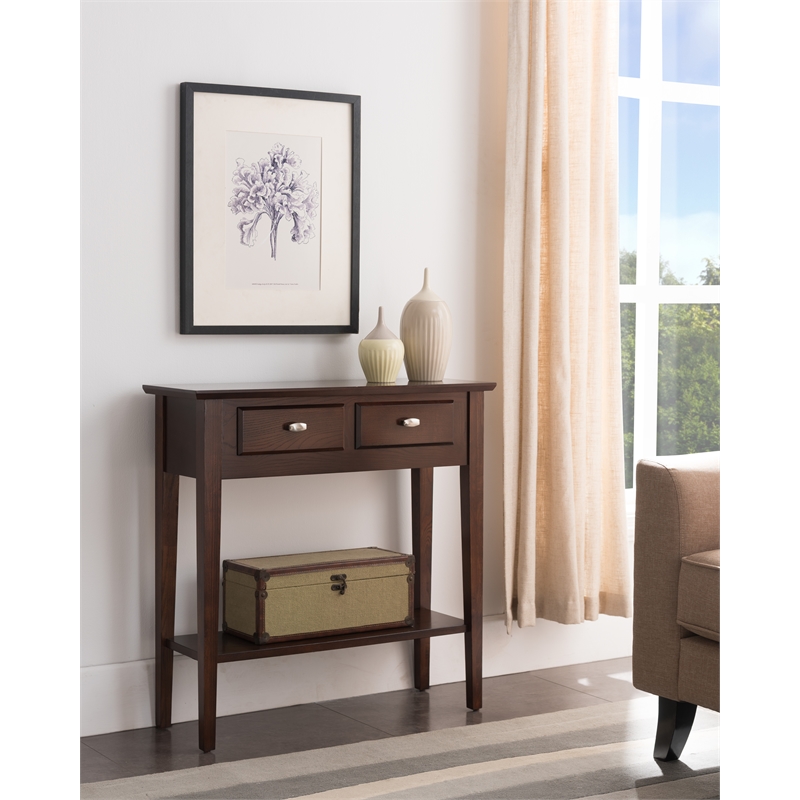 Leick Furniture Hall Wood Console-Sofa Table in Chocolate Oak Finish