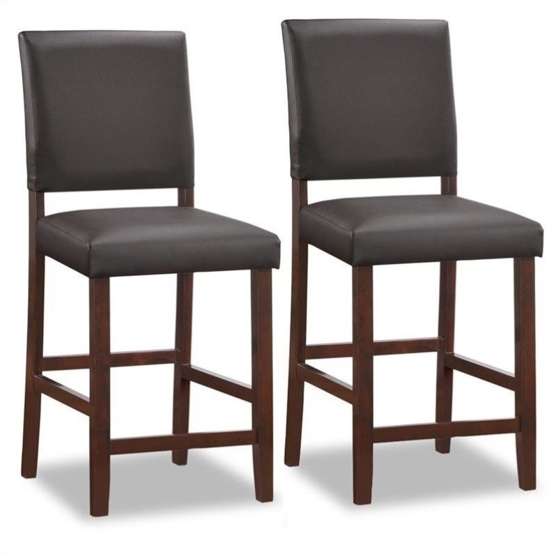 Leick Favorite Finds Wood Upholstered Back Counter Stool Set in Cappuccino