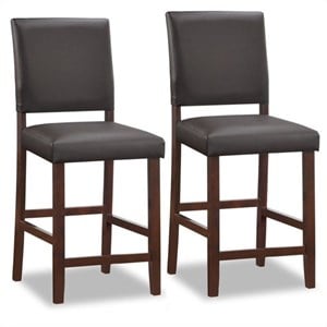 Leick Favorite Finds Wood Upholstered Back Counter Stool Set in Cappuccino