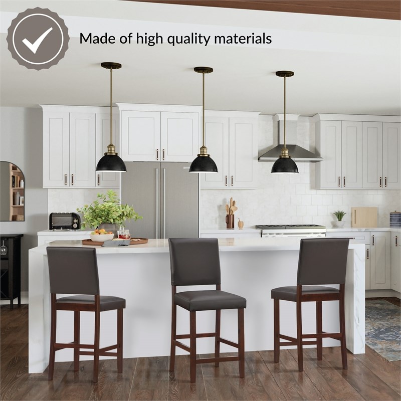 Leick Favorite Finds Wood Upholstered Back Counter Stool Set in Cappuccino