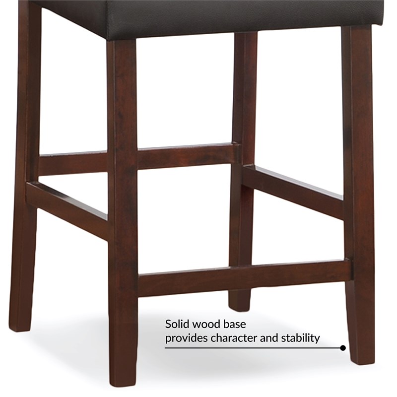 Leick Favorite Finds Wood Upholstered Back Counter Stool Set in Cappuccino