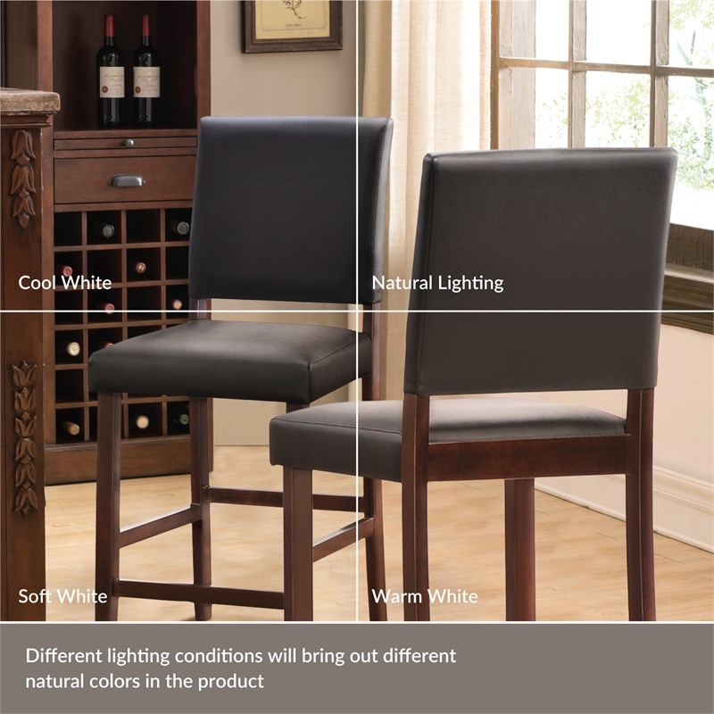 Leick Favorite Finds Wood Upholstered Back Counter Stool Set in Cappuccino