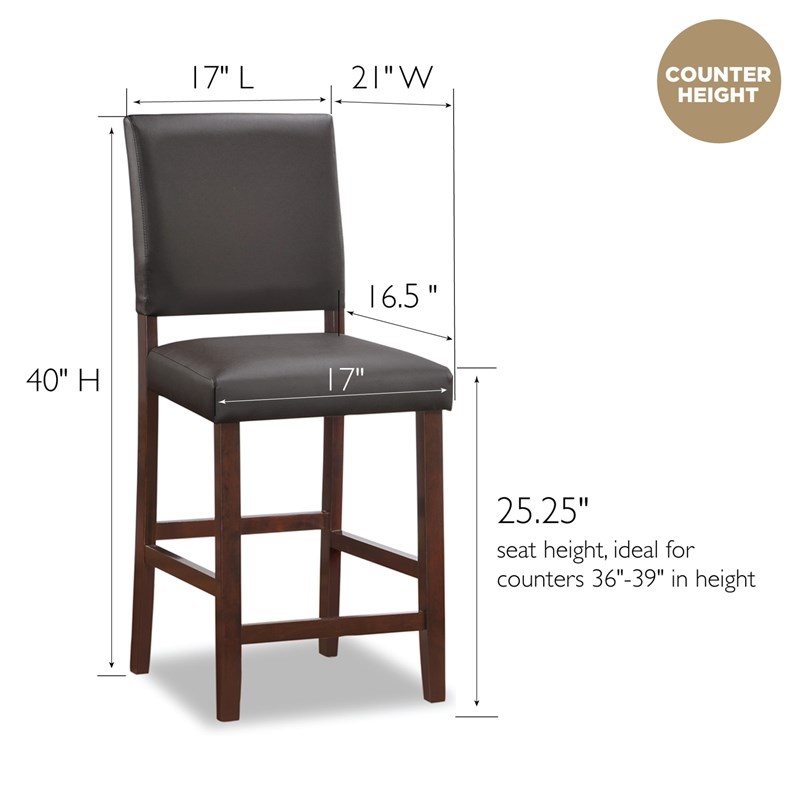 Leick Favorite Finds Wood Upholstered Back Counter Stool Set in Cappuccino