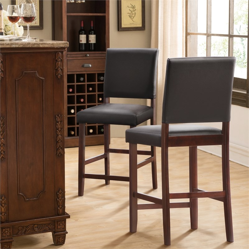 Leick Favorite Finds Wood Upholstered Back Counter Stool Set in Cappuccino