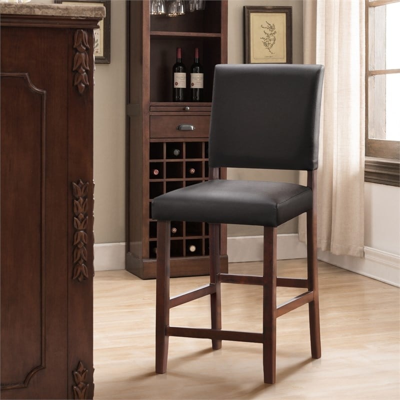 Leick Favorite Finds Wood Upholstered Back Counter Stool Set in Cappuccino
