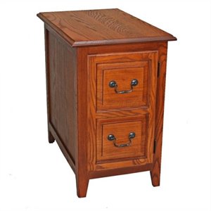 leick furniture shaker wood cabinet end table in medium oak