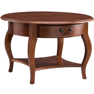 Leick Furniture French Countryside Wood Round Storage Coffee Table in Espresso