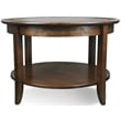 Leick Furniture Solid Wood Round Glass Top Coffee Table in Oak