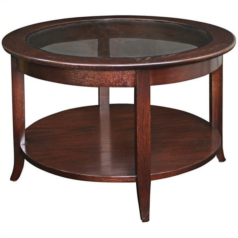 Leick Furniture Solid Wood Round Glass, Small Round Coffee Table Solid Wood