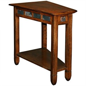 leick furniture rustic slate recliner wedge end table in rustic oak