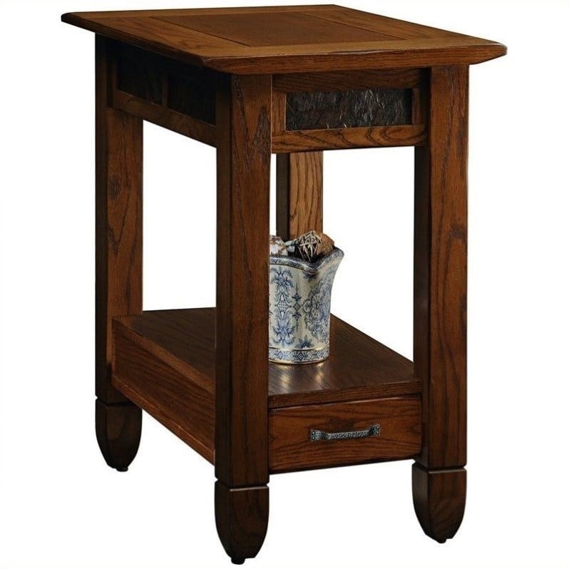 Leick Furniture Slatestone Chairside, Leick Chairside Lamp Table With Drawer Antique Black