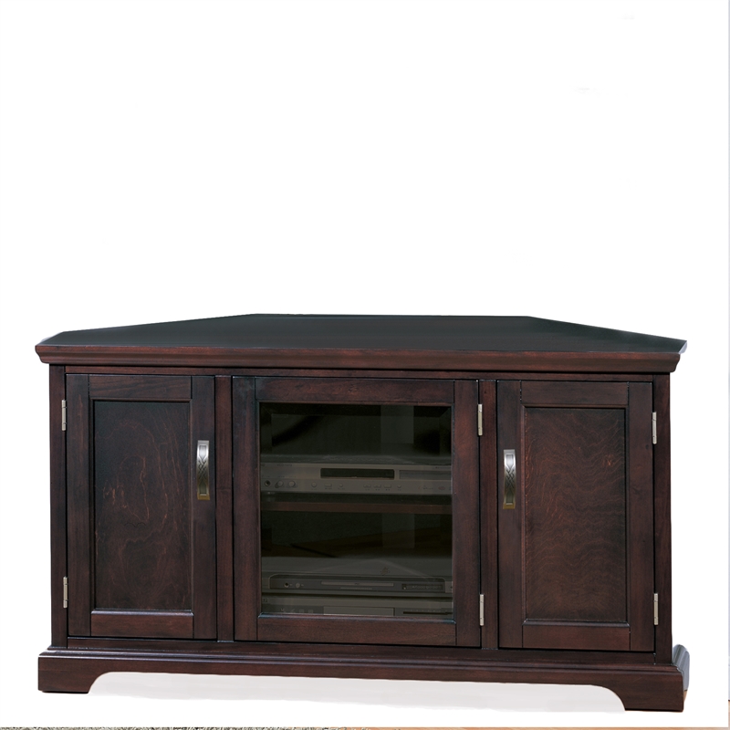 Leick Furniture 46" Wood Corner TV Stand with Storage in Chocolate