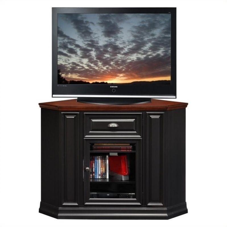 Leick Furniture 46" Corner TV Stand in Black and Cherry ...