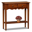 Leick Petite Two Drawer Wood Console Table in Medium Oak
