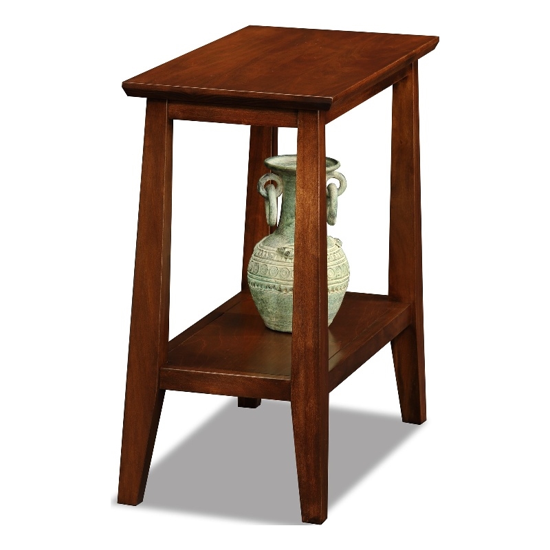 Leick Delton Narrow Chairside Solid Wood End Table in Sienna Brown