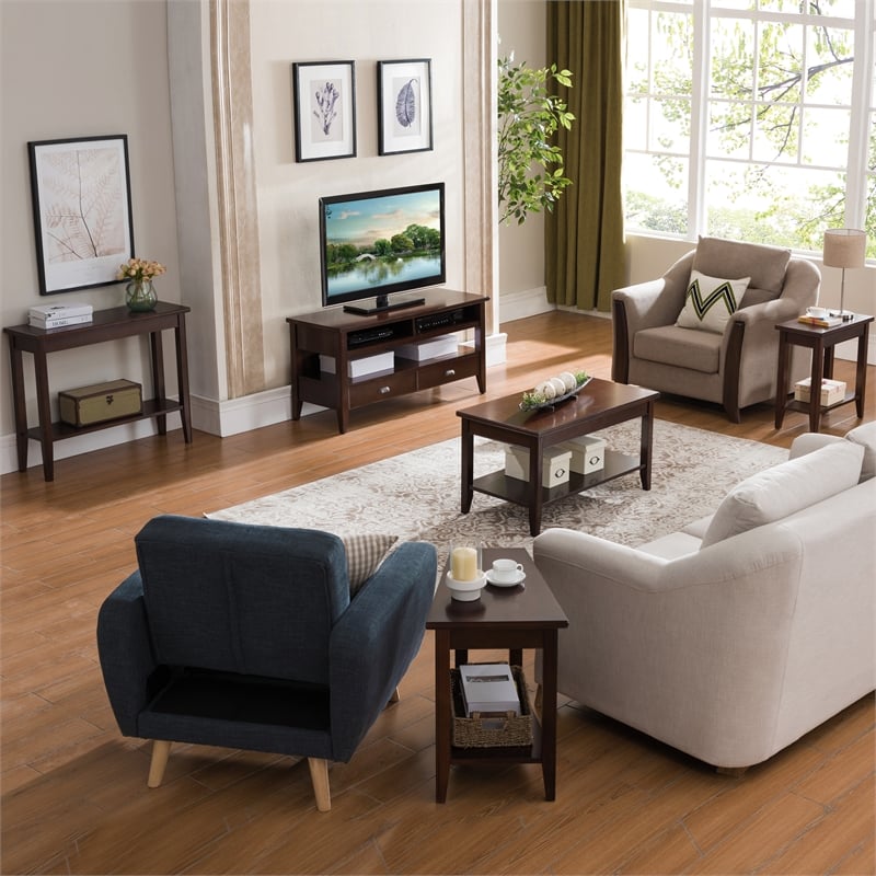 Leick Laurent Solid Wood Wedge Table in Chocolate Cherry