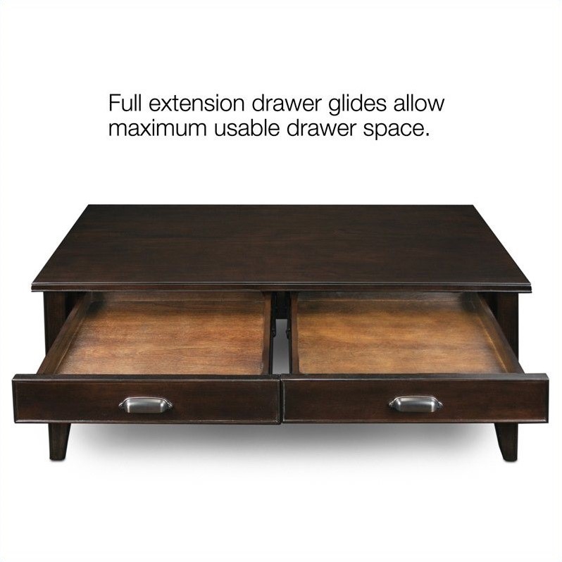 Leick Laurent Two Drawer Solid Wood Coffee Table in Chocolate Cherry