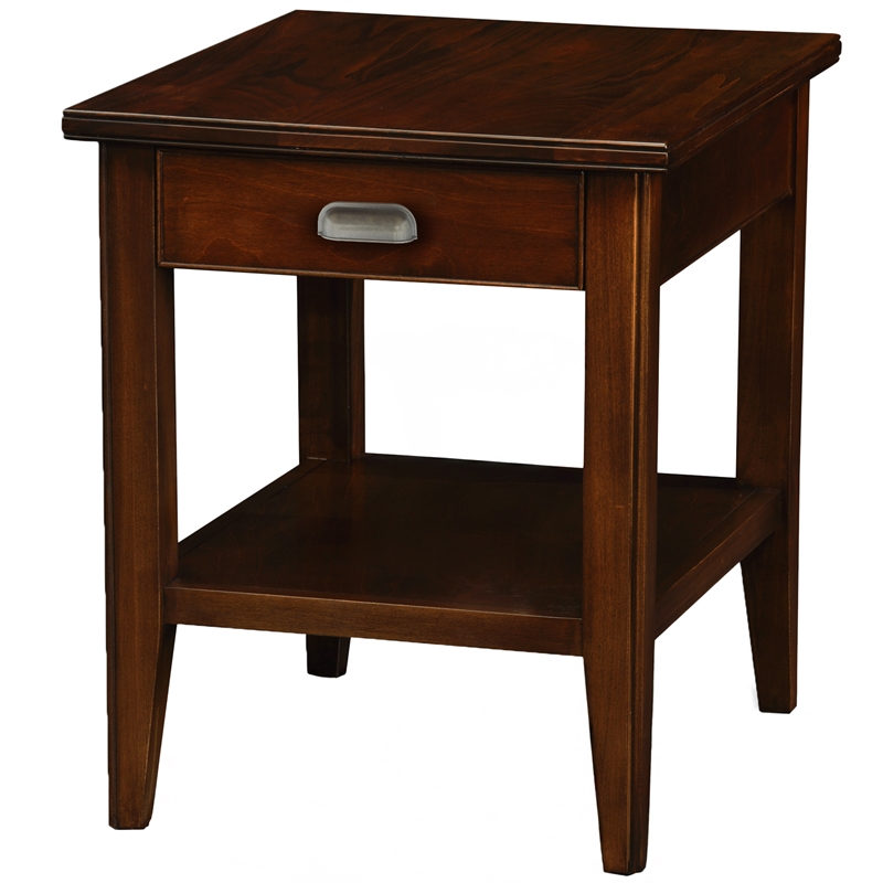 Leick Furniture Laurent Solid Wood Square End Table in Chocolate Cherry