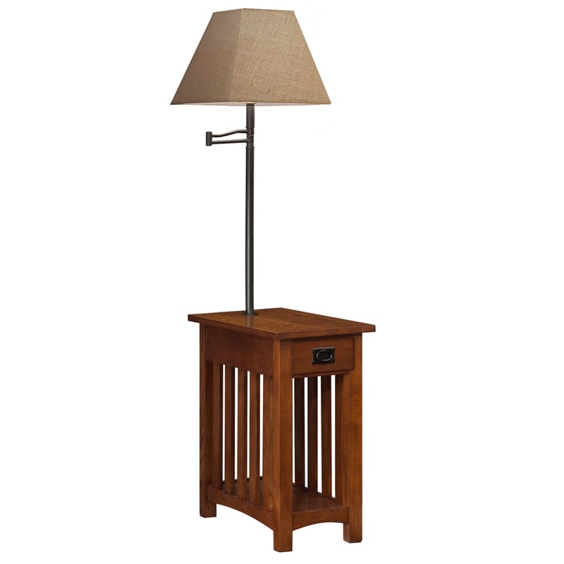 Leick Furniture Mission Chairside Solid Wood Lamp Table Medium in Oak