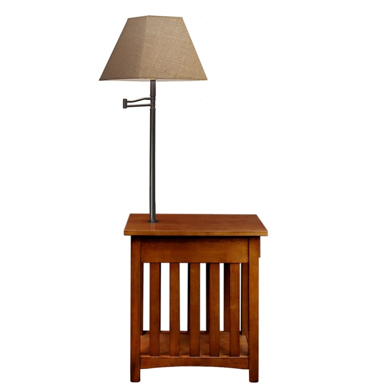 Leick Furniture Mission Chairside Solid Wood Lamp Table Medium in Oak