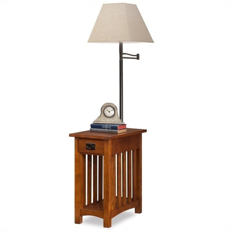 Leick Mission Chairside Solid Wood Lamp Table Medium in Oak - 10028