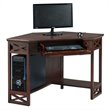 Leick Furniture Wood Corner Computer Writing Desk in Chocolate Oak