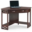 Leick Furniture Wood Corner Computer Writing Desk in Chocolate Oak