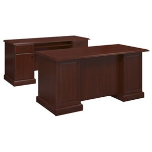 kathy ireland Office Manager's Desk and Credenza in Harvest Cherry