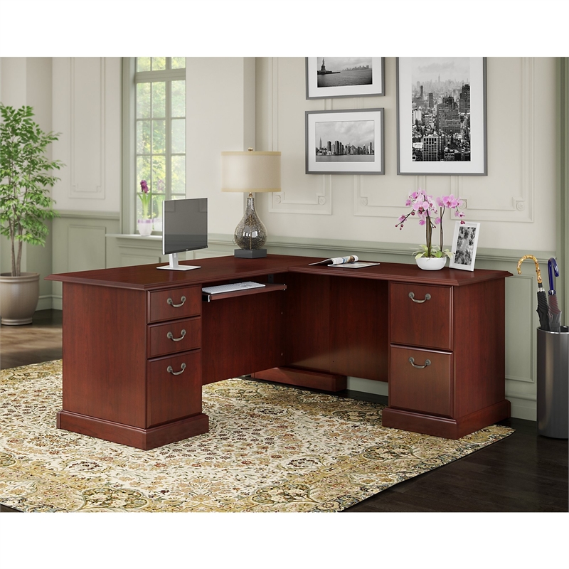 Kathy Ireland Office By Bennington L Desk In Harvest Cherry