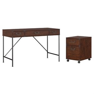 Ironworks 48W Desk with Mobile File Cabinet in Multiple Finishes