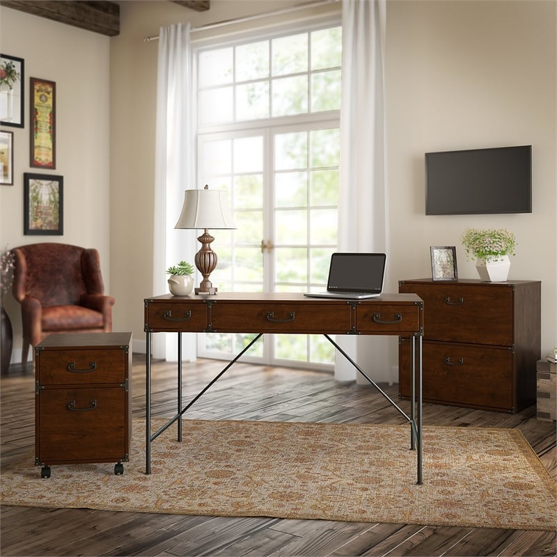 Kathy Ireland Office Ironworks 48w Writing Desk Office Suite In