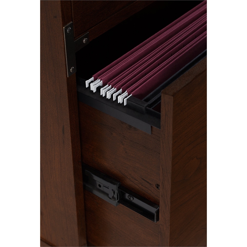 Kathy Ireland Office Ironworks 2 Drawer Mobile File Cabinet In Cherry Ki50202 03