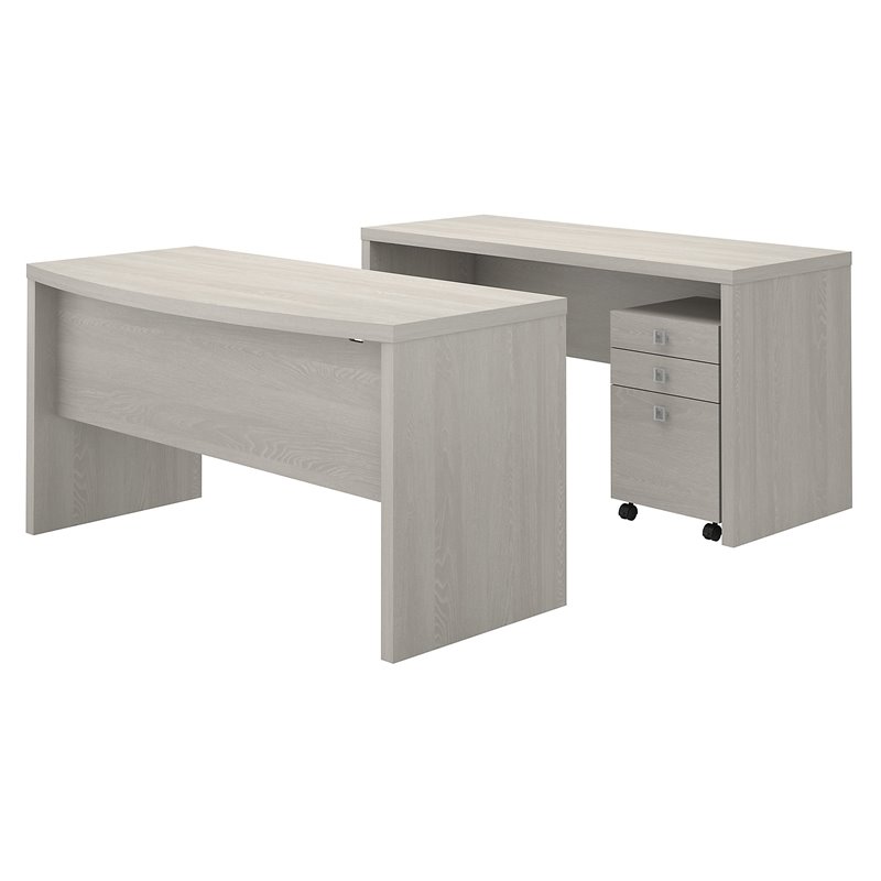 Office By Kathy Ireland Echo Bow Front Desk And Credenza With File