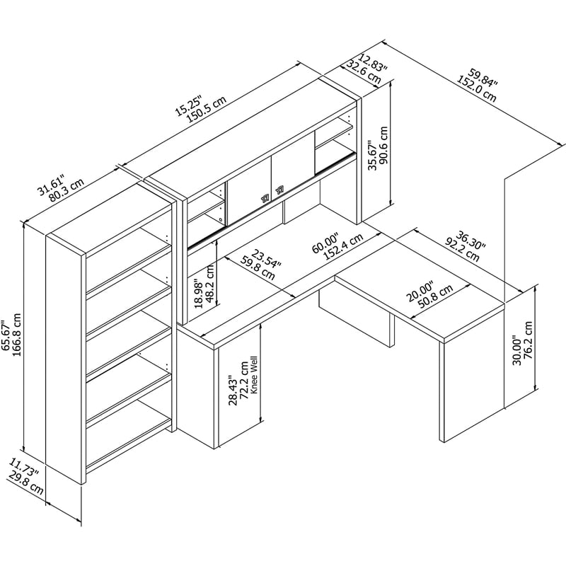 Office By Kathy Ireland Echo L Shaped Desk With Hutch And 5 Shelf