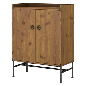 Ironworks Bar Cabinet with Wine Storage in Vintage Golden Pine - Engineered Wood