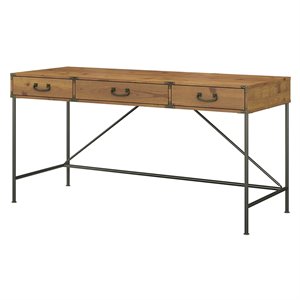 Ironworks 60W Writing Desk with Drawers in Vintage Golden Pine - Engineered Wood
