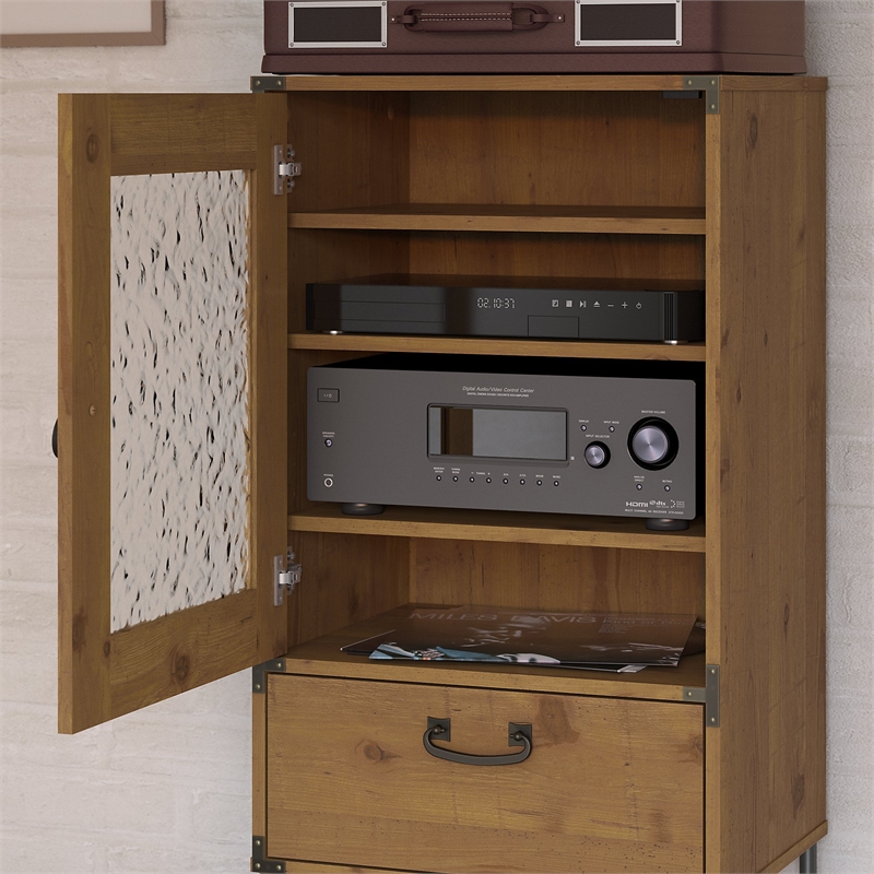 Bush Furniture Ironworks Audio Storage Cabinet in Vintage ...