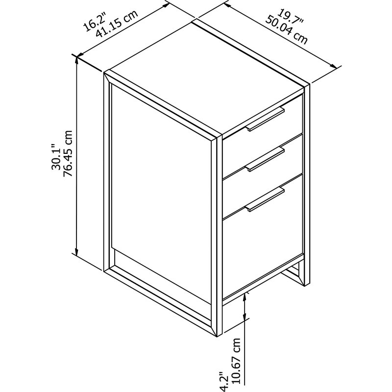 Office By Kathy Ireland Atria 3 Drawer File Cabinet In Charcoal