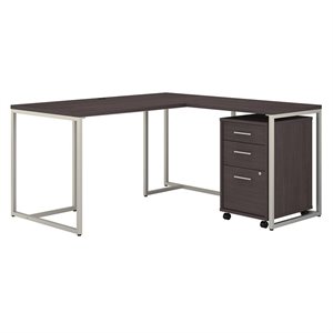 kathy ireland office by bush method 60w desk with 30w return and 3 drawer mobile pedestal