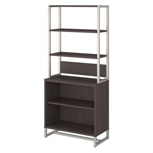office by kathy ireland method bookcase with hutch in storm gray