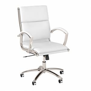 method mid back leather executive desk chair in white - bonded leather