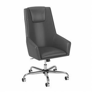 method high back leather box chair in dark gray - bonded leather