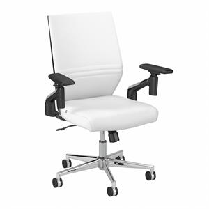 method mid back leather desk chair in white - bonded leather